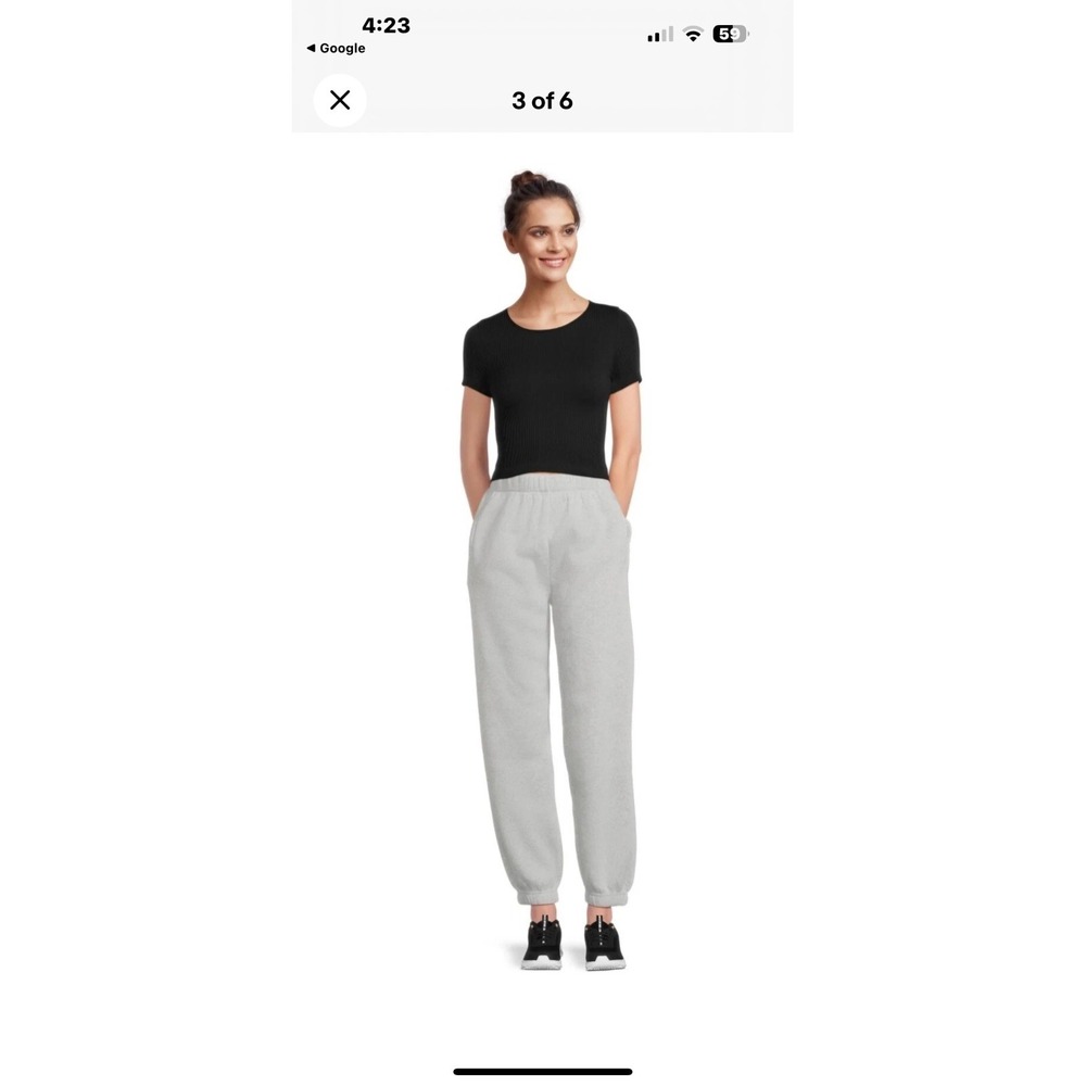 No Boundaries Womens Heather Gray Pull On Fleece Joggers Size L (11-13) NEW